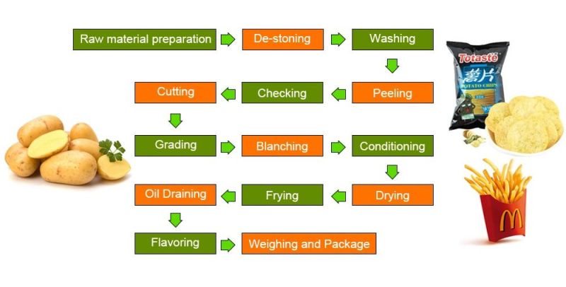 China Jinan High Quality Hot Sale Professional Frying Food Crispy Machines Potato Processing Line