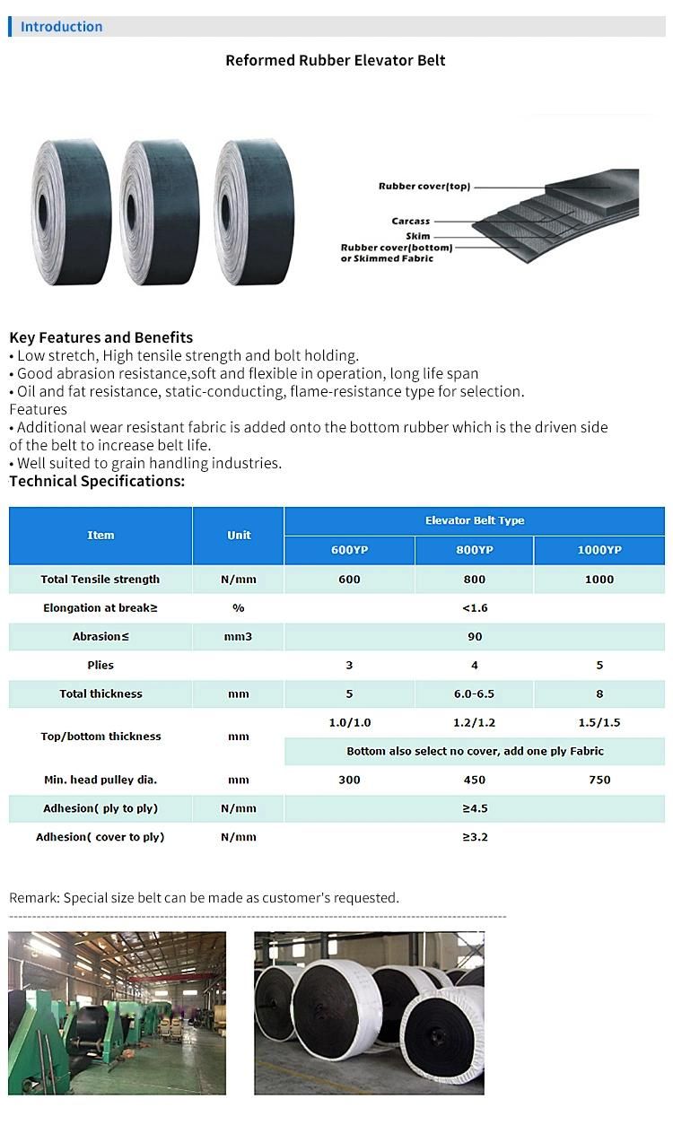 800yp Reformed Rubber Elevator Belt