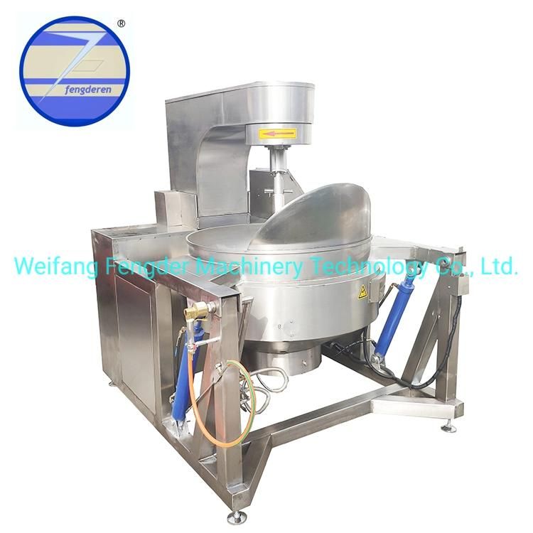 Automatic Tilting Jacketed Kettle / Gas Heating Cooking Mixer / Planetary Stirring Pot with Agitators