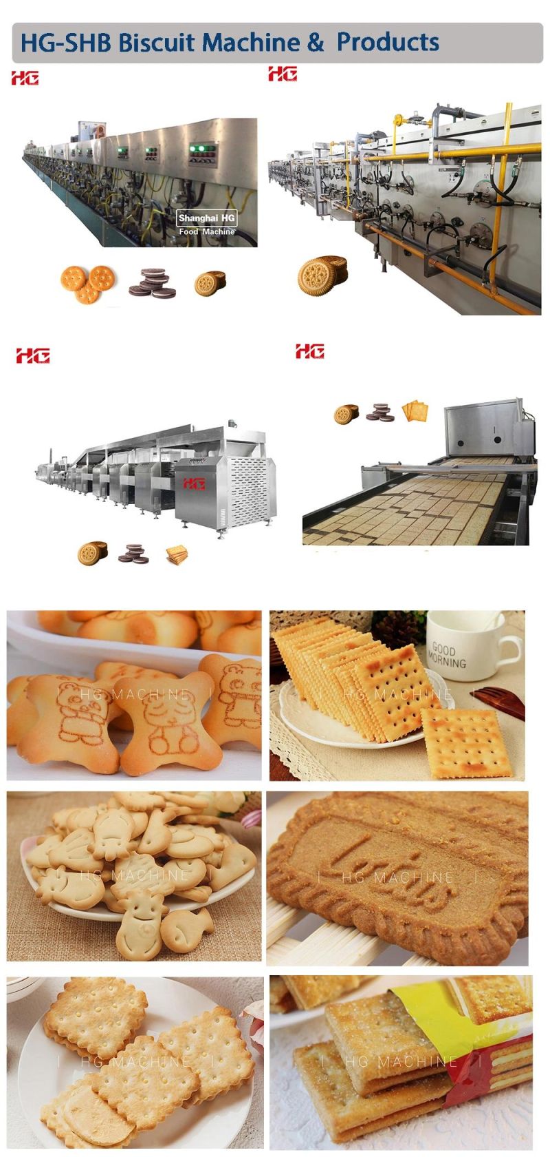 Hg Fully Automatic Soft Hard Soda Rice Cracker Cake Biscuit Sandwiching Production Line Making Baking Oven Food Machine
