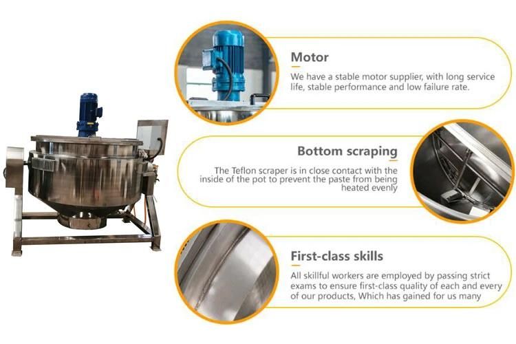 Automatic Cook Mixer Gas Heating Tilting Jacketed Kettle with Agitator