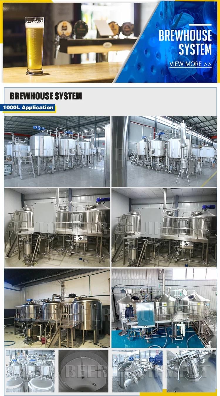 SUS304 Steam Heating 1000L 10hl Cerveza Equipment for Brewery Bar