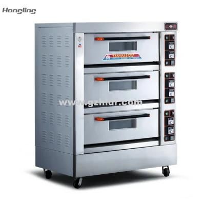 Hot Sale High Power Commercial 3 Deck Pizza Oven with Stone