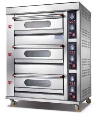 Commercial Kitchen 3 Deck 6 Tray Gas Pizza Oven for Baking Machinery Bakery Machine Pizza ...