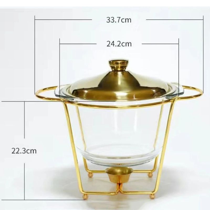 4L Clamshell Catering Buffet Stove Serving S/S with Glass Window 9 Qt. Full-Size Gold PARA.