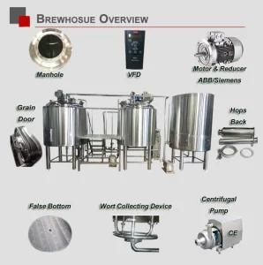 Mirror Polish Stainless Steel Pub Bar Three Vessel Beer Brewing Brewhouse Tank
