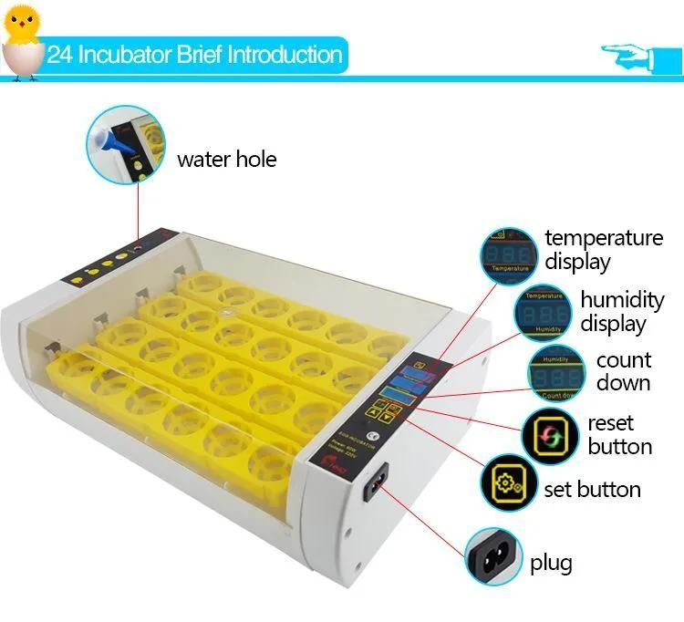 Holding 24 Eggs Automatic Poultry Egg Incubator Yz-24A Ce Approved