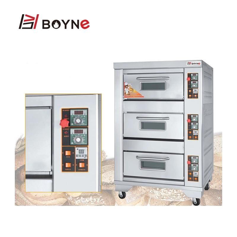 Commercial Quality High Temperature Three Deck Three Tray Gas Baking Oven