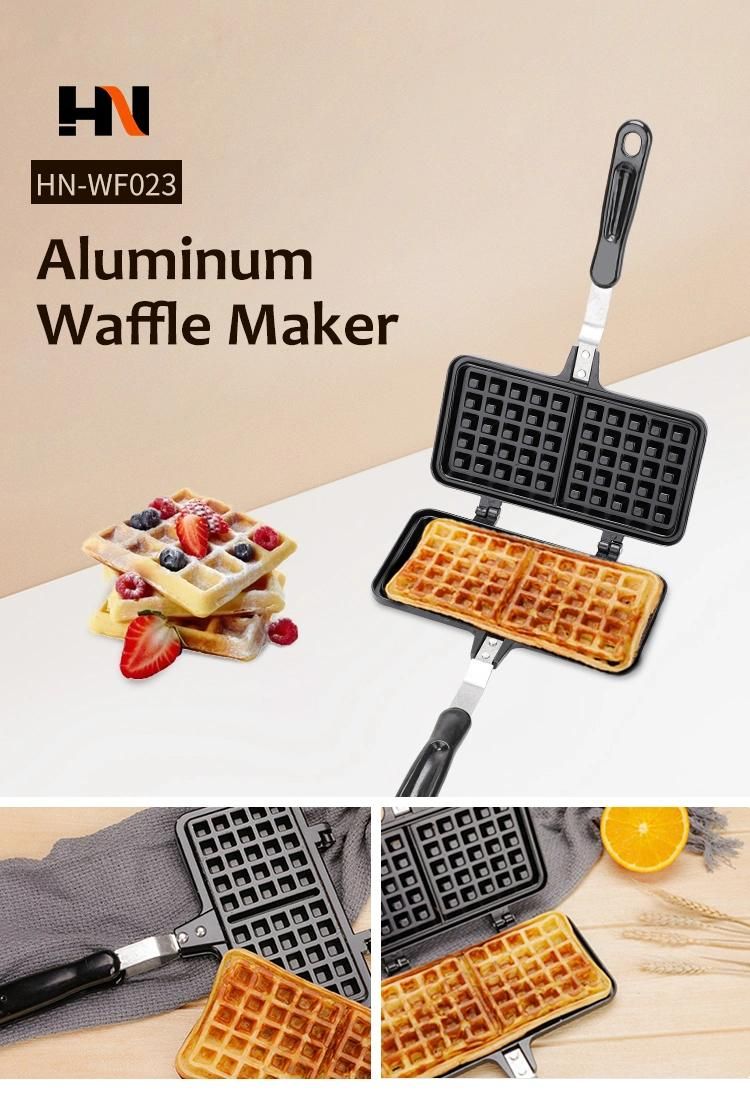 Waffle Baking Mold Dual Head Cake Waffle Pan Non-Stick Waffle Maker Pan Mould Mold Double Sided Egg Puff Waffle Press Plate Mold Household Kitchen Eggs Bubble B