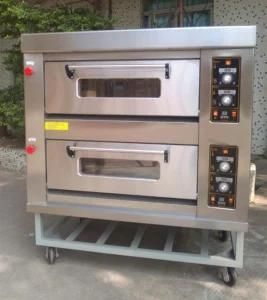 2 Deck 4 Trays Gas Bakery Oven with Trolley for Bread and Cake