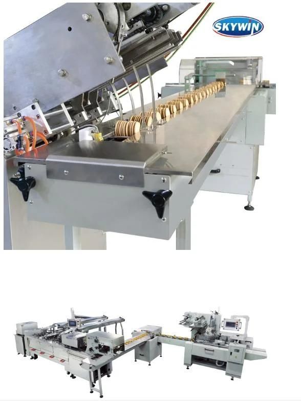 Skywin Automatic Jam Cream Sandwiching Machine on Edge Packing Machine Sandwich Biscuit Making Machine