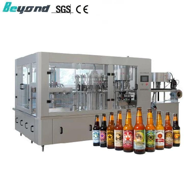 Automatic Liquid Carbonated Drink Water Glass Bottle Beer Washer Capping Filling Machinery Production Line