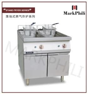 Gas Double Tank Deep Fat Fryer with Cabinet for Commercial Kitchen Equipment
