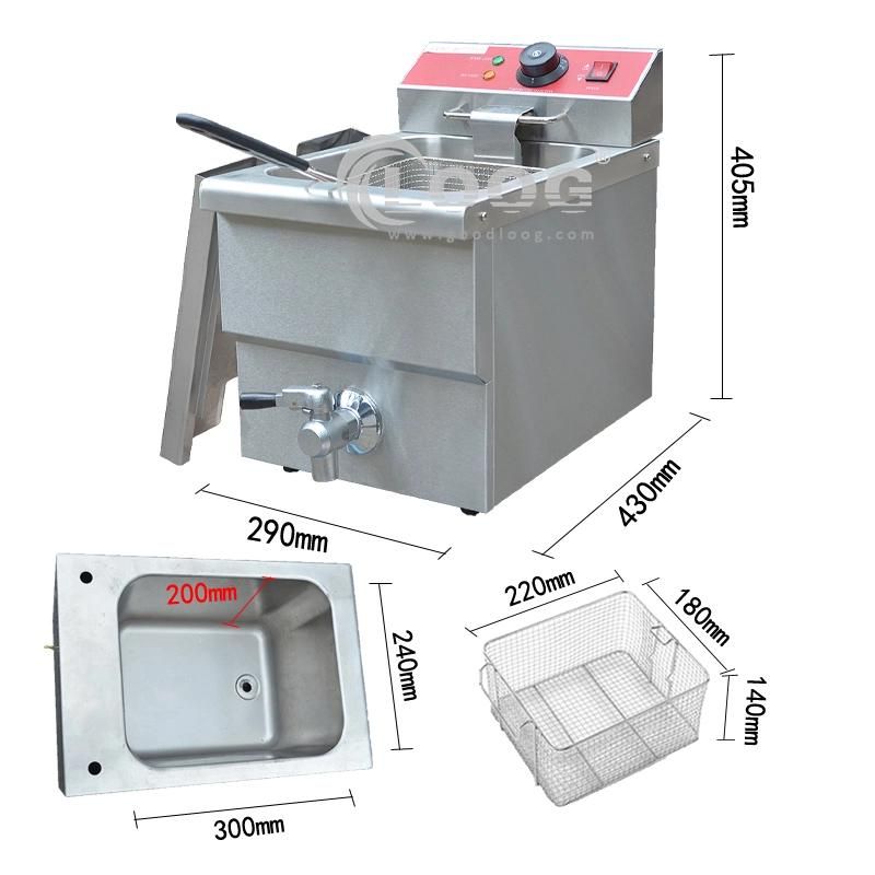 Factory Price Commercial Electric Best Deep Fryer Catering Equipment 1 Tank French Fries Chicken Fryer Machine with Drain Tap OEM Custom