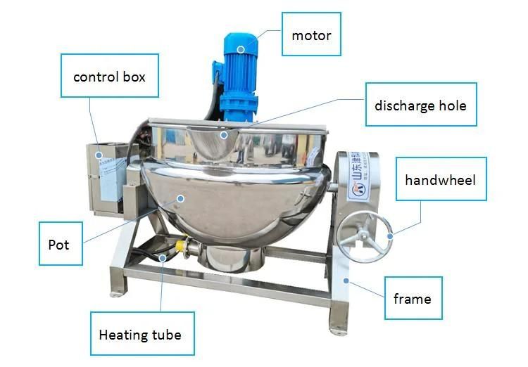Electric Heating Jacketed Pot with Mixer Industry Sauce Jacket Kettle
