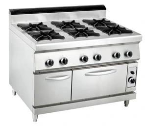 Hpt Sale Commercial 6-Burner Gas Range with Electric Oven