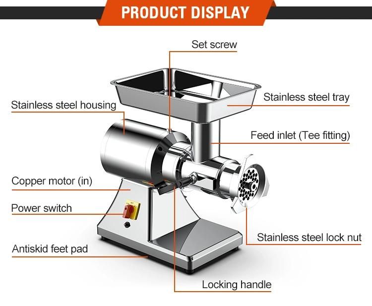 Commercial Kitchen Stainless Steel Electric 32 Meat Grinder Mincer and Mixer Chicken Pork Fish Processing Machine