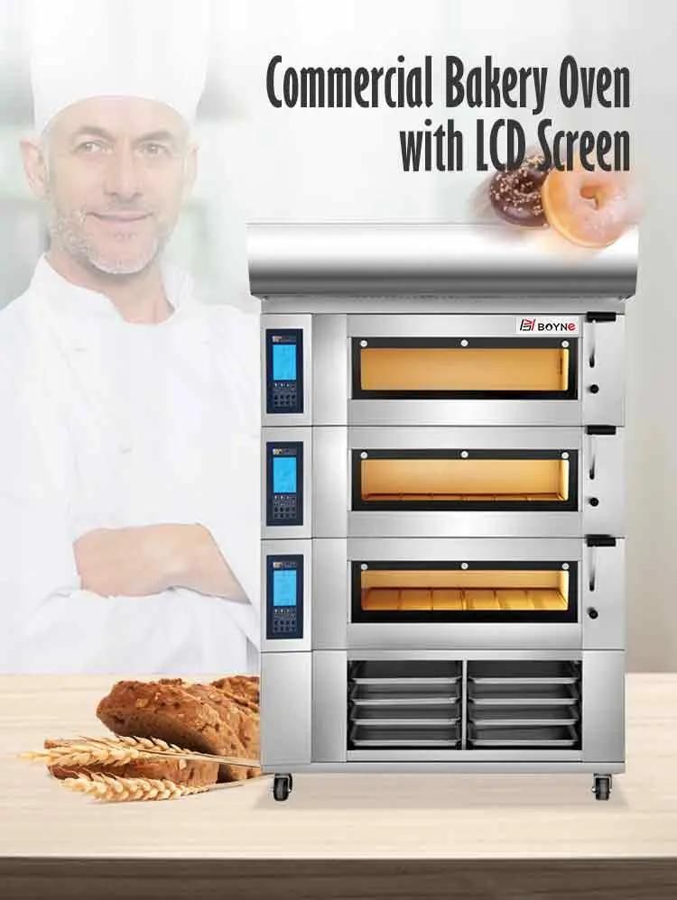 LCD Screen 3 Deck 6 Trays Electric Baking Oven