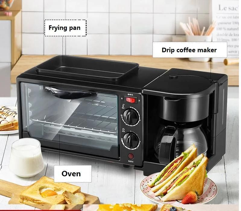 3 in 1 Breakfast Maker Machine Oven Coffee Maker Fry Pan Kitchenware Kitchen Household Cooking Baking Equipment