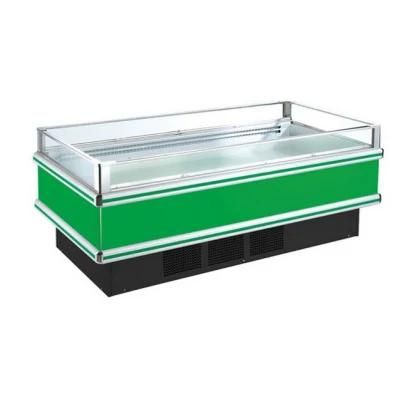 Fresh Food Display Curved Glass Freezer for Supermarket Used Vegetable/Meat/Seafood ...