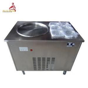 with 6 Topping Containers Single Round Pan Fried Ice Cream Roll Machine