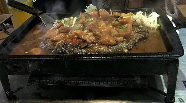 Iron Casting BBQ Fish Grill and Steamer with Brass Metal Support