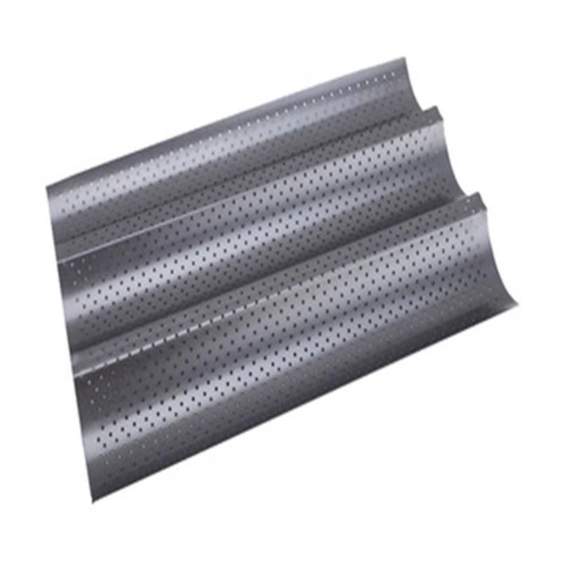 Nonstick Perforated Baguette Pan 15" X 13" for Bread Baking 4 Wave Loaves Loaf Bake Mold Toast Cooking Waves Steel Tray
