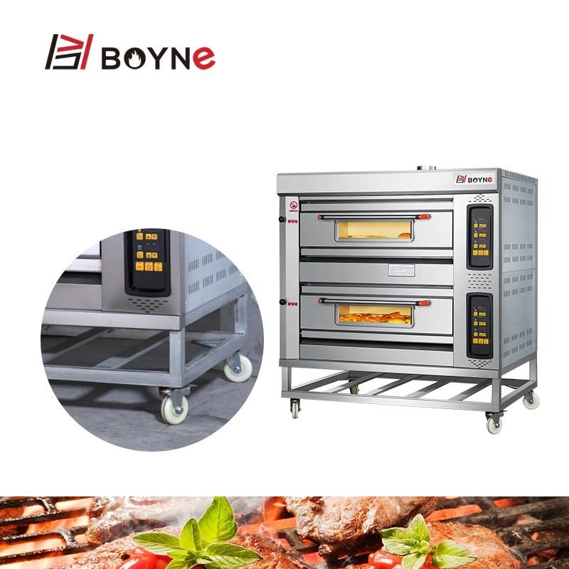 Gas Baking Equipment Microcomputer Two Deck Four Trays Oven