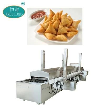 Industrial Frying Machinery Continuous Belt Fried Samosa Fryer Machine