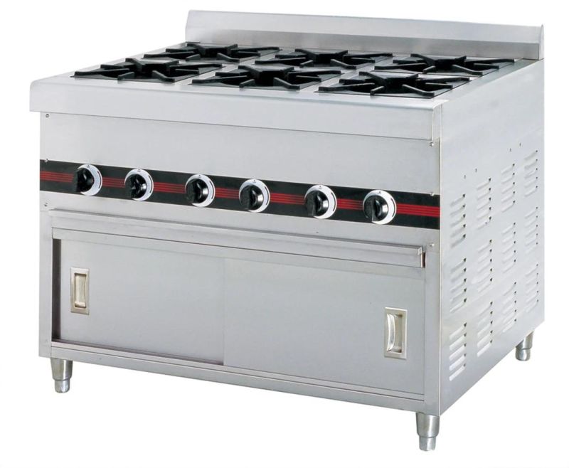 Wailaan Brand 6 Burners Gas Stove Cooker with Cabinet