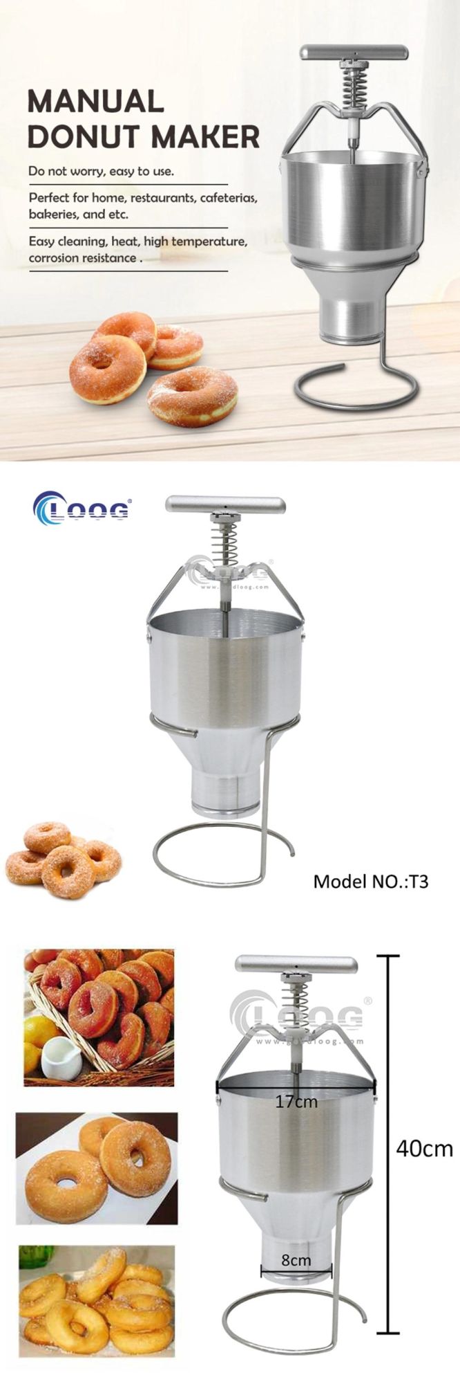 Hand Press Mini Donut Maker Manual Hand Doughnut Maker Machine Stainless Steel Donut Dispenser Donut Making Machine Portable Manual Dispenser Donut Maker