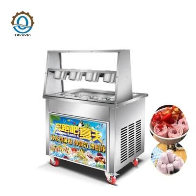 High Quality Fried Ice Cream Machine Frying Ice Cream Rolls Machine with Wheels