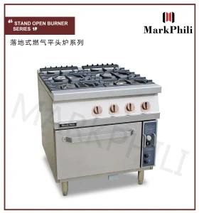 Gas 4 Burners Open Flame Range with Electric Oven for Commercial Equipment
