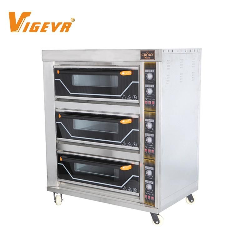 Bakery Equipment 3 Deck 6 Trays Bread Machine Commercial Pizza Bread Cake Baking Oven