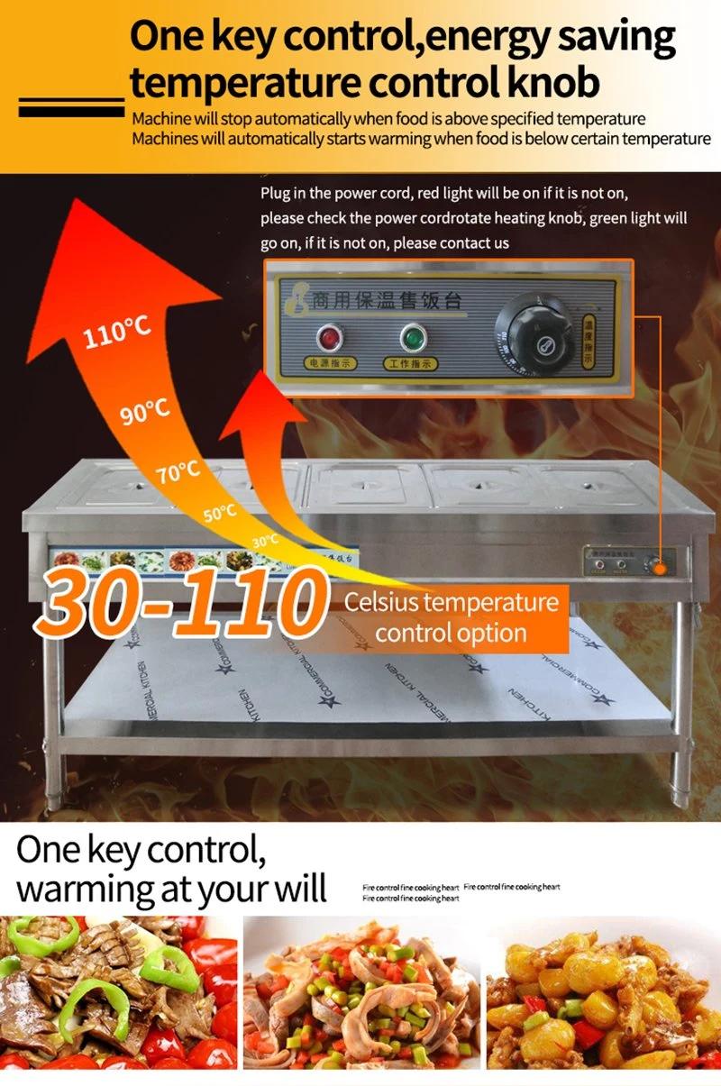 Catering Equipment Counter Top Curved Bain Marie Glass Hot Food Display Food Warmer