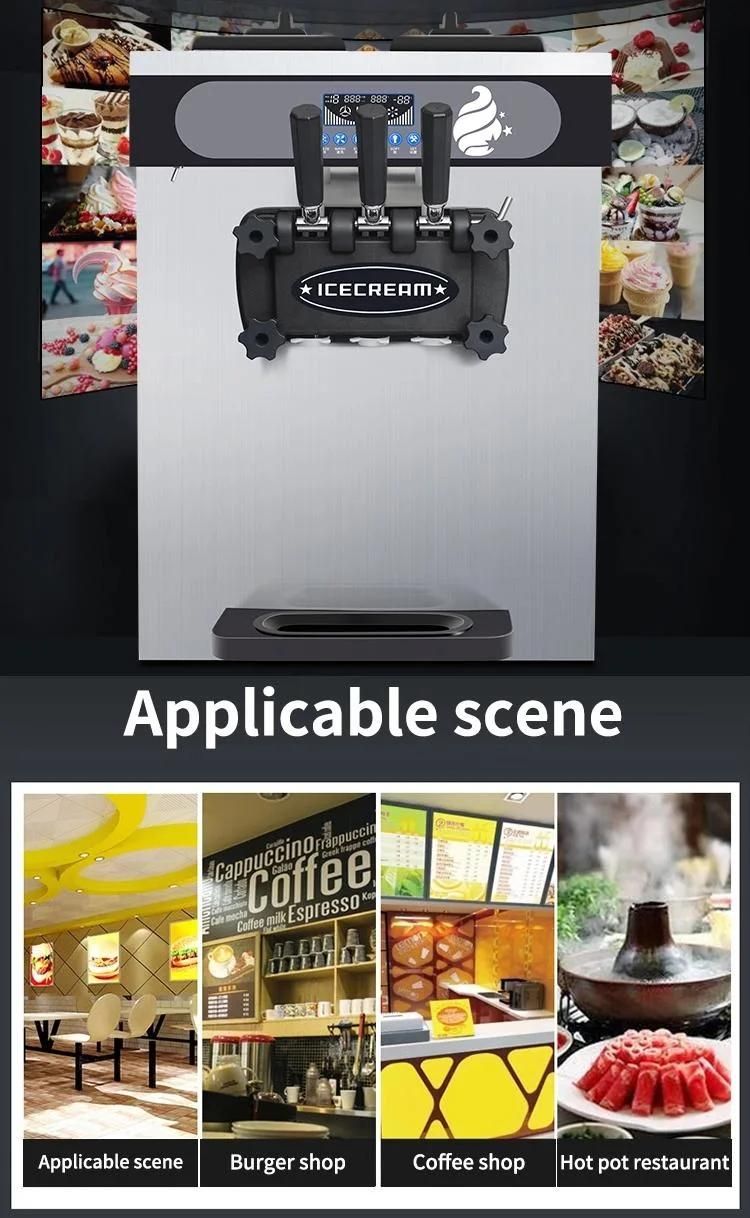 32L/H Capacity Commercial Use Color Steel LED Touch Screen Soft Ice Cream Maker Frozen Yogurt Making Machine
