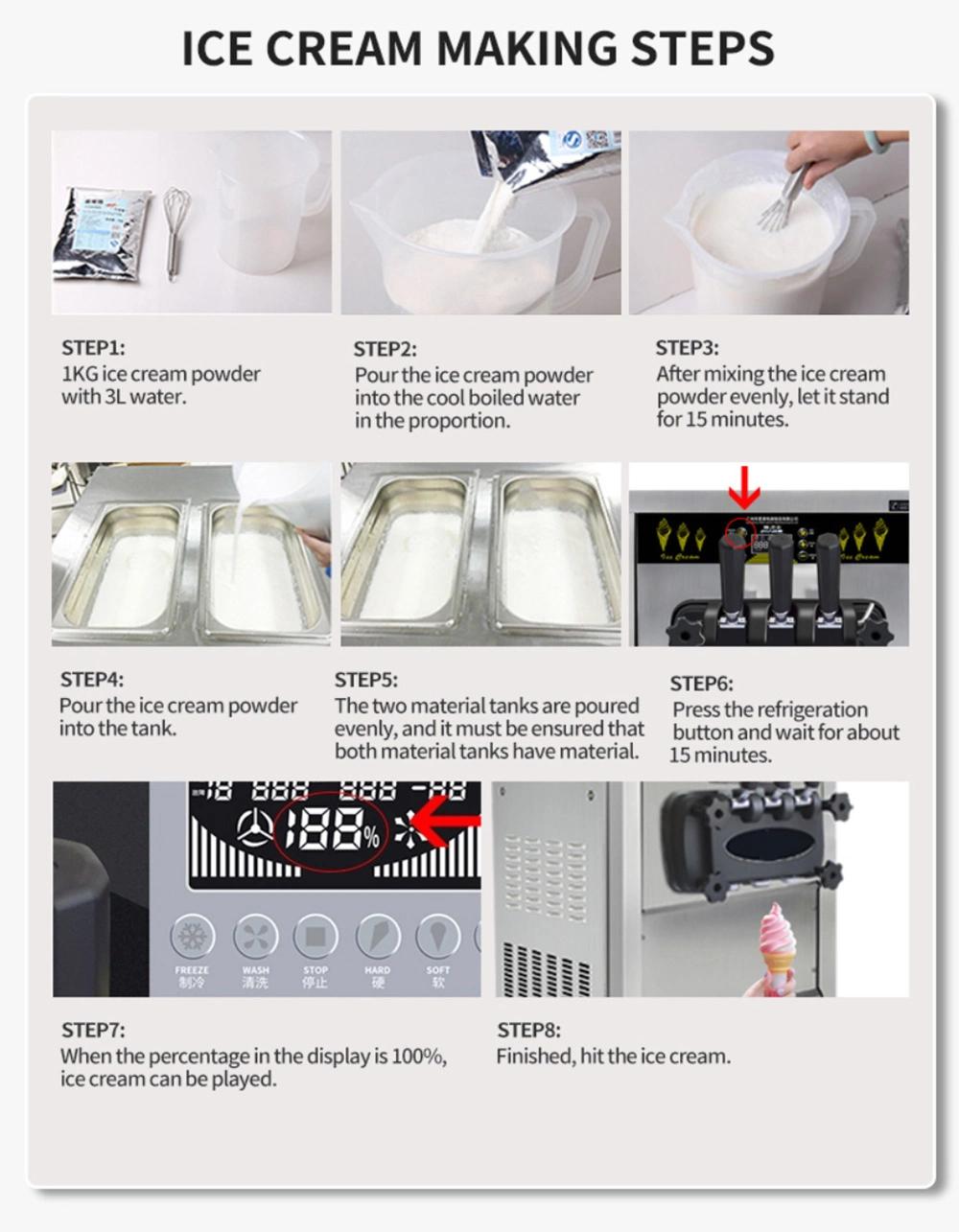 Three Flavors Countertable Ice Cream Machine 36L with Big Capicity BT-36CT